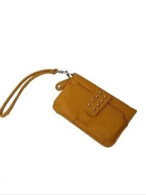 Zip Around Mini Wristlet Wallet | Mustard | Silvertone Beaded